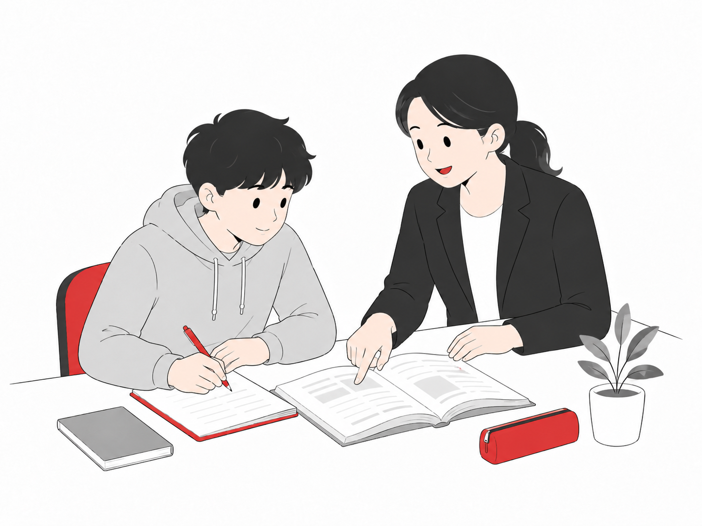 職員が学生の学習と進路相談を支援している様子
